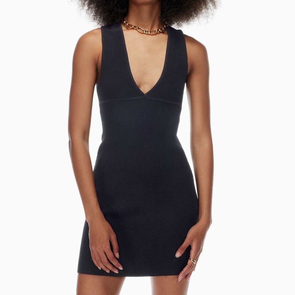 Aritzia Babaton Deep V Black Dress